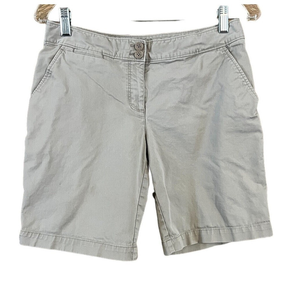 Tommy Bahama Women's Chino Shorts Cotton Blend Beige Brown Bermuda Sz 2